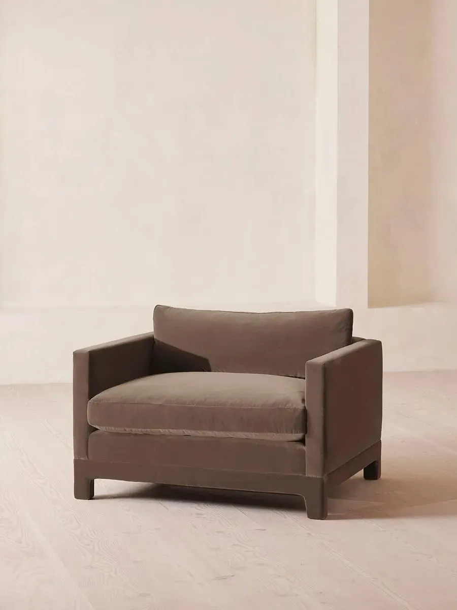 2-Seater Loveseat with Deep Cushions - Taupe, Velvet