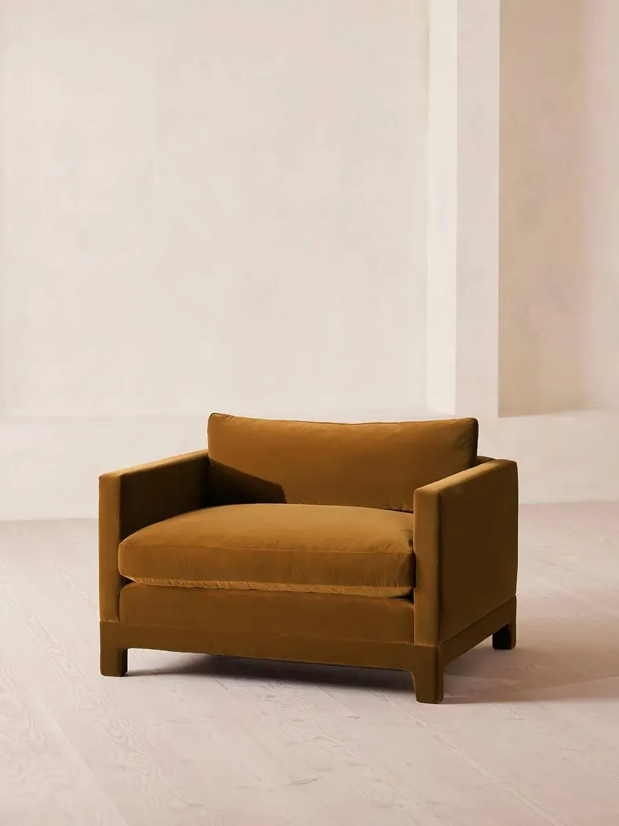 2-Seater Loveseat with Deep Cushions - Yellow, Velvet