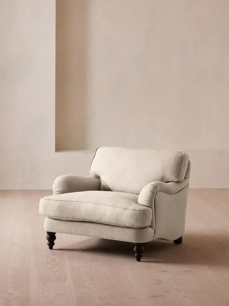 2-Seater Loveseat with Roll Arms - Bisque, Linen