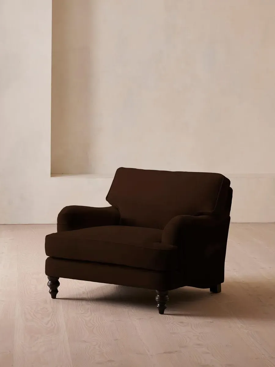 2-Seater Loveseat with Roll Arms - Chocolate, Velvet
