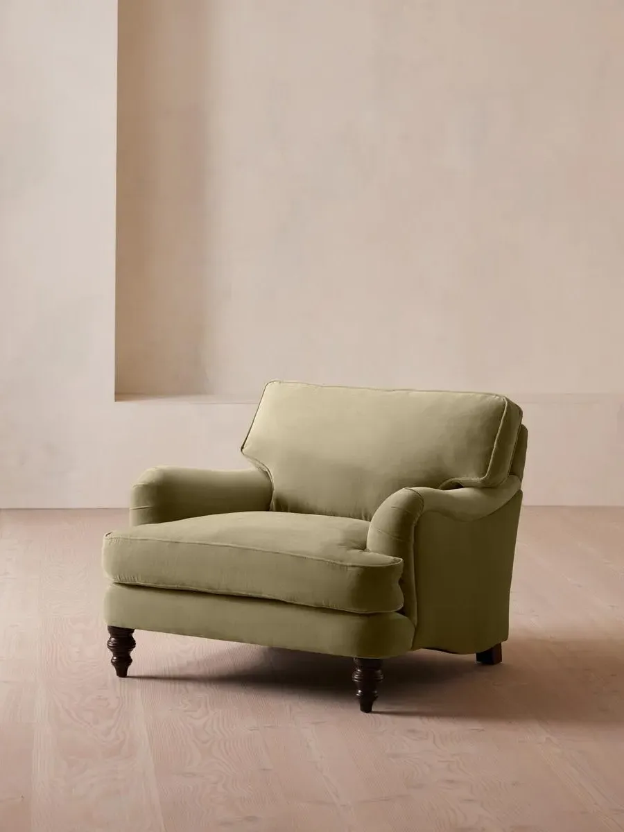 2-Seater Loveseat with Roll Arms - Lichen, Velvet