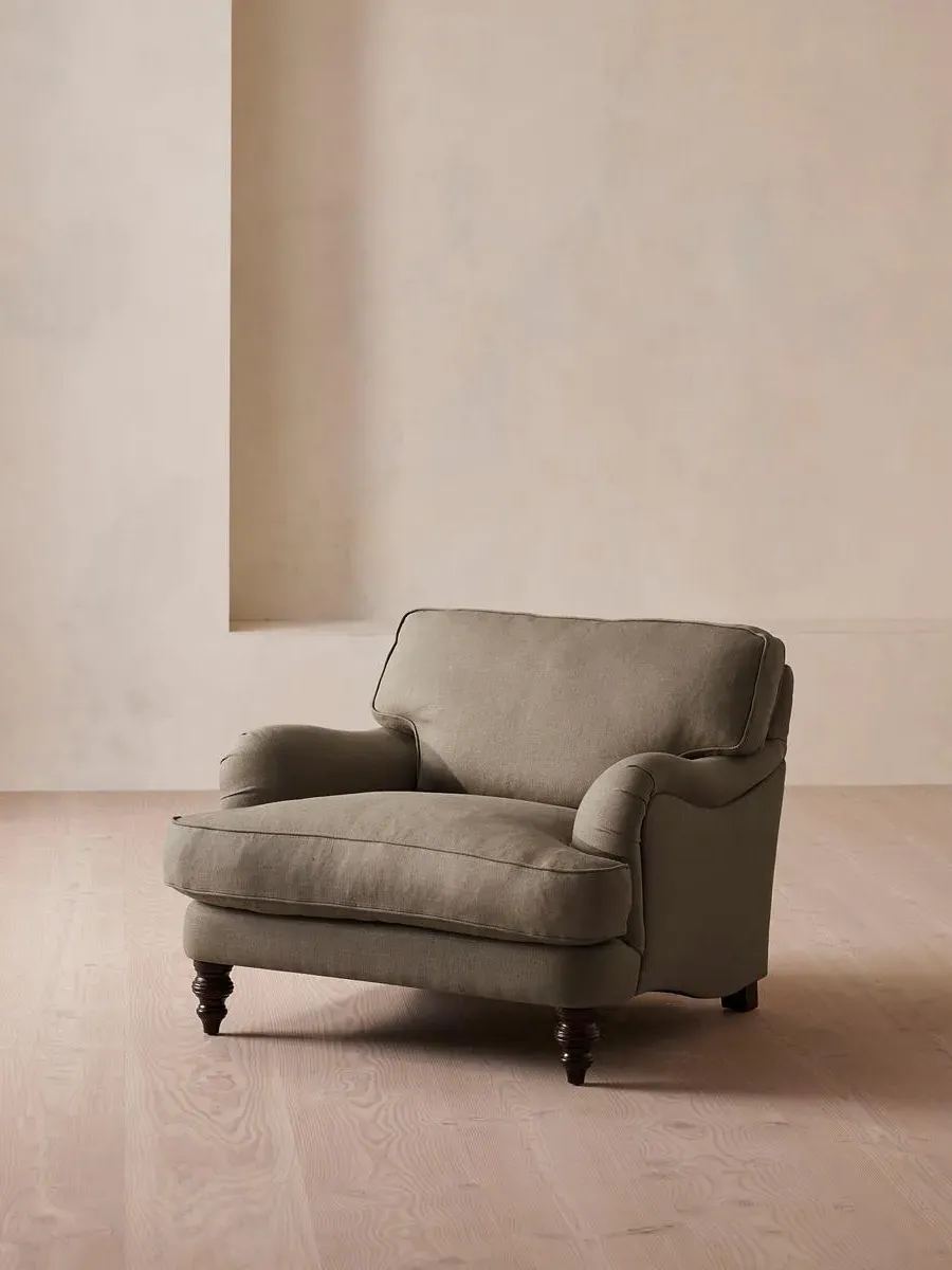 2-Seater Loveseat with Roll Arms - Mushroom, Linen