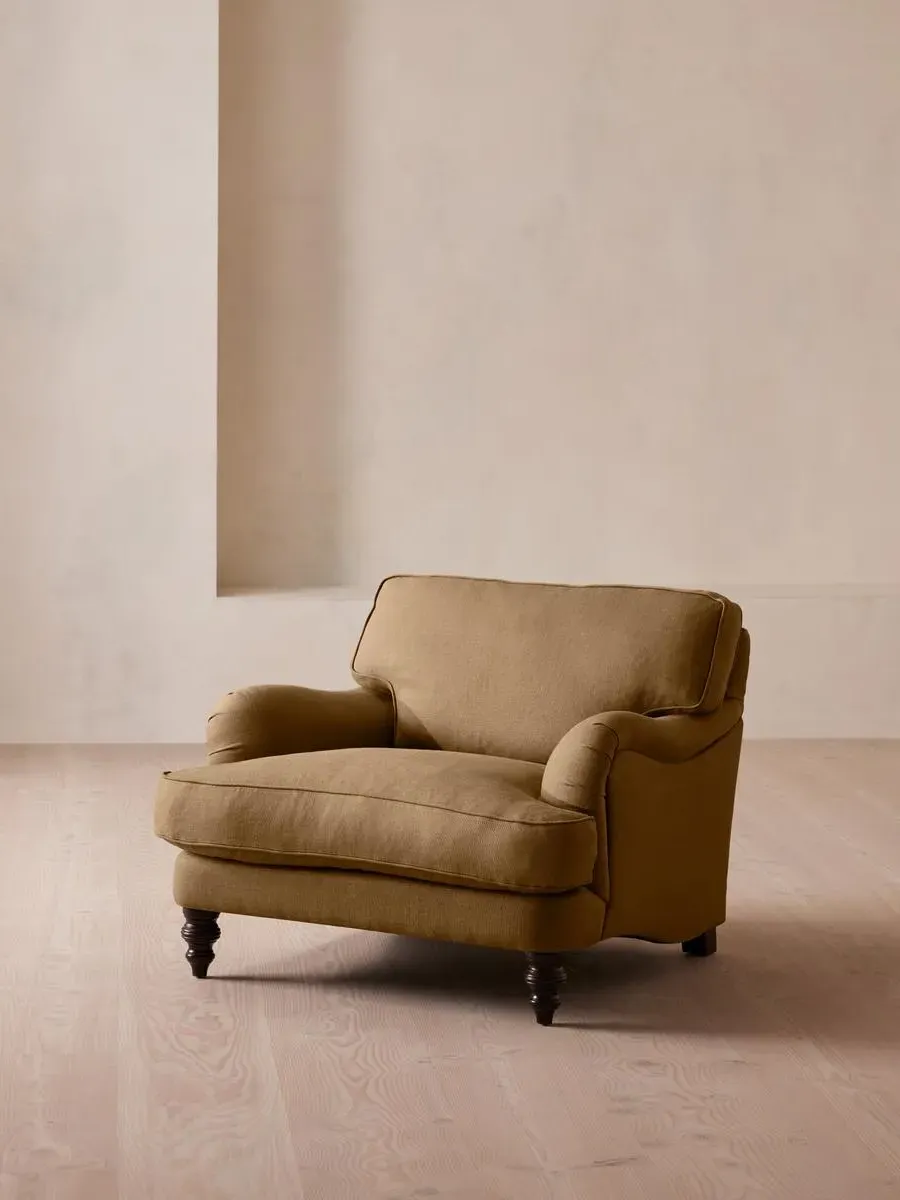 2-Seater Loveseat with Roll Arms - Ochre, Linen