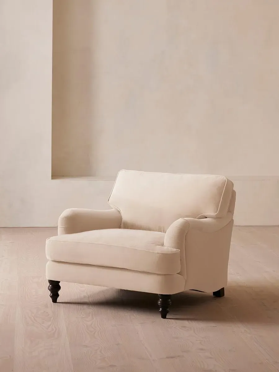 2-Seater Loveseat with Roll Arms - Porcelain, Velvet