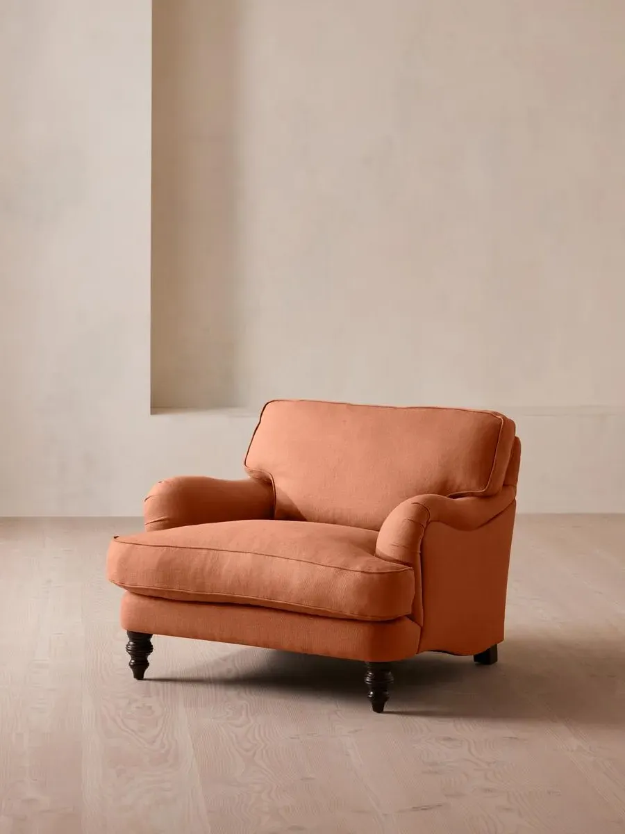 2-Seater Loveseat with Roll Arms - Rose, Linen