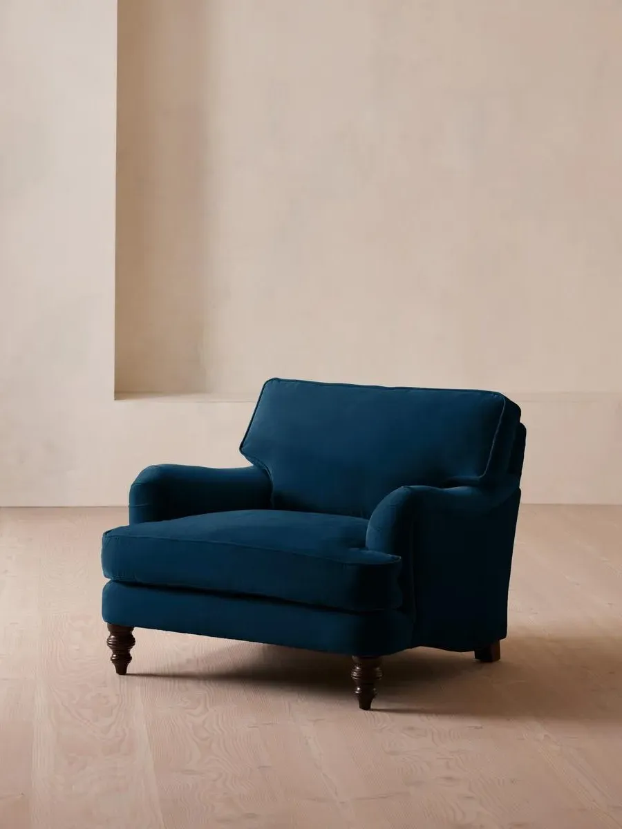 2-Seater Loveseat with Roll Arms - Royal Blue, Velvet