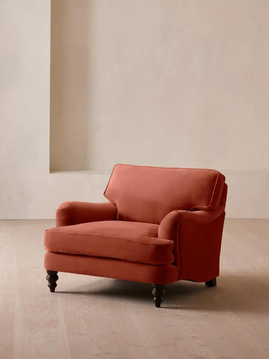 2-Seater Loveseat with Roll Arms - Rust, Velvet