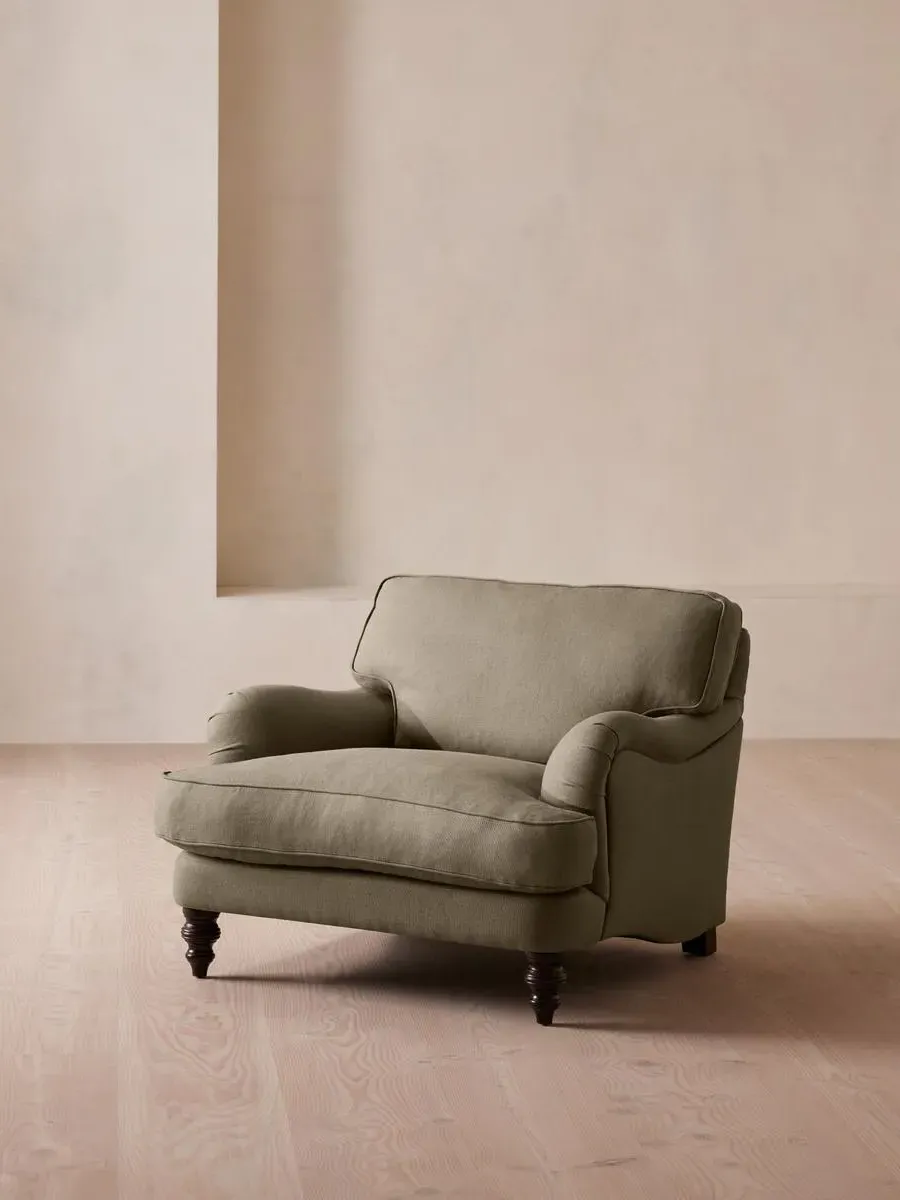 2-Seater Loveseat with Roll Arms - Sage, Linen