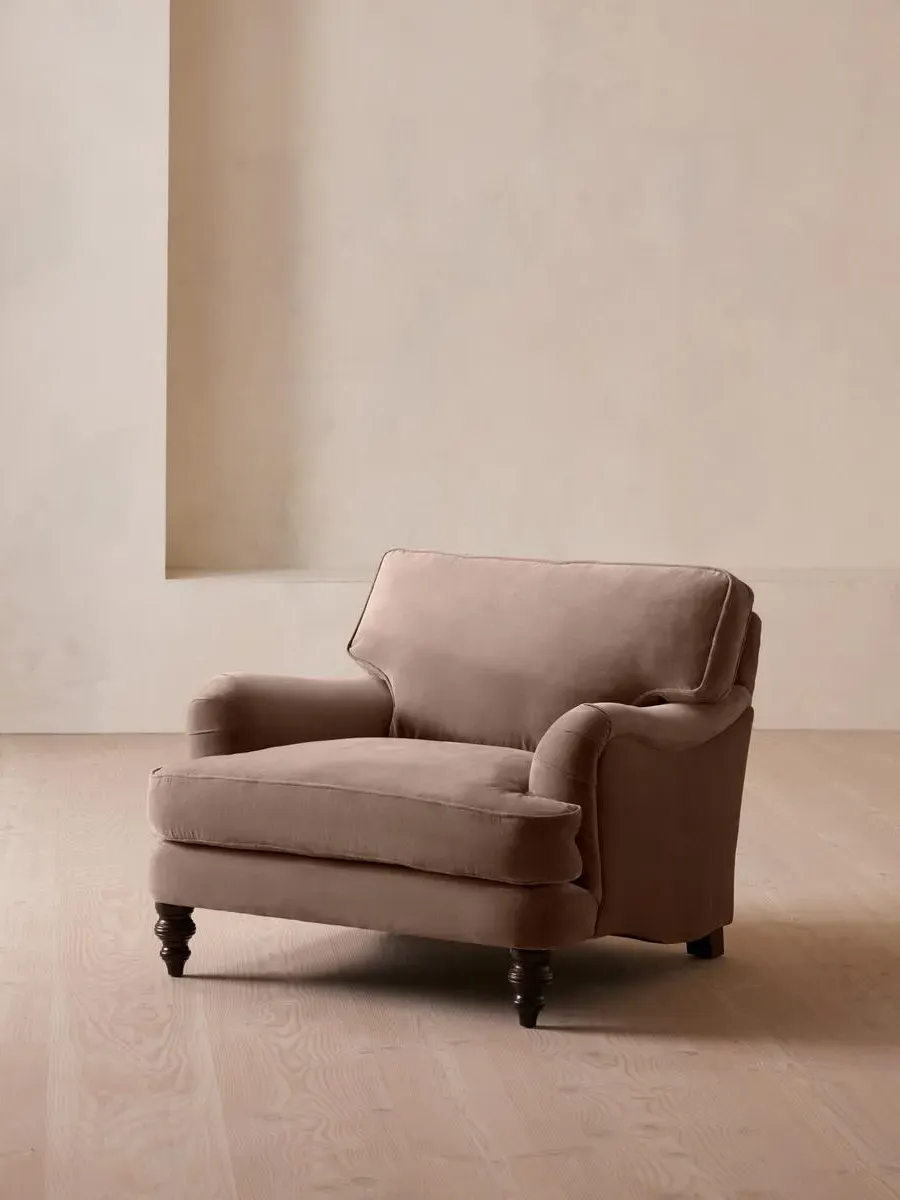 2-Seater Loveseat with Roll Arms - Taupe, Velvet