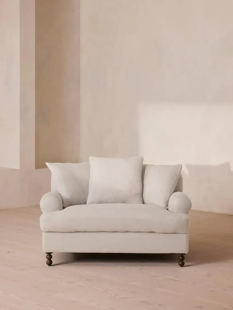 2-Seater Loveseat with Scroll Arms - Bisque, Linen