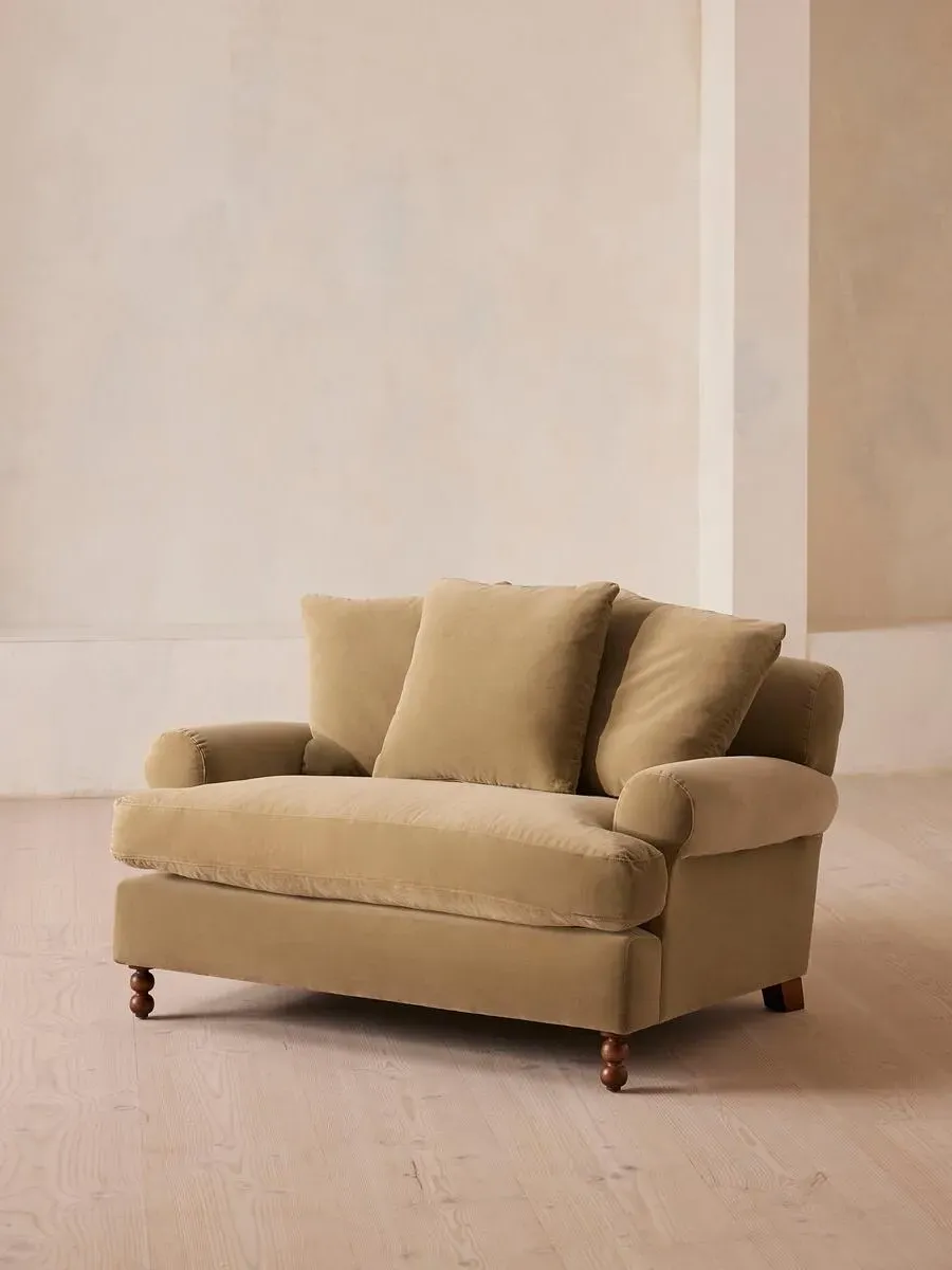 2-Seater Loveseat with Scroll Arms - Camel, Velvet image