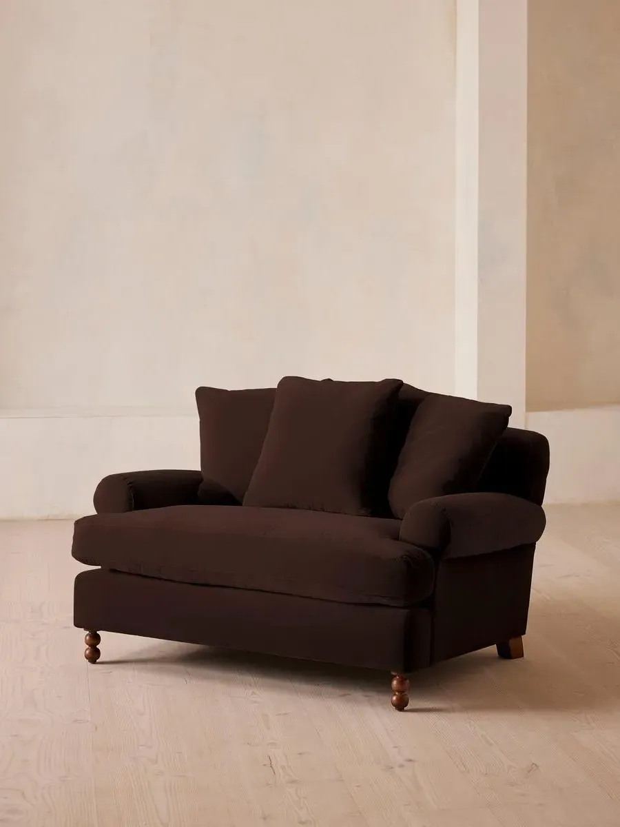 2-Seater Loveseat with Scroll Arms - Chocolate, Velvet