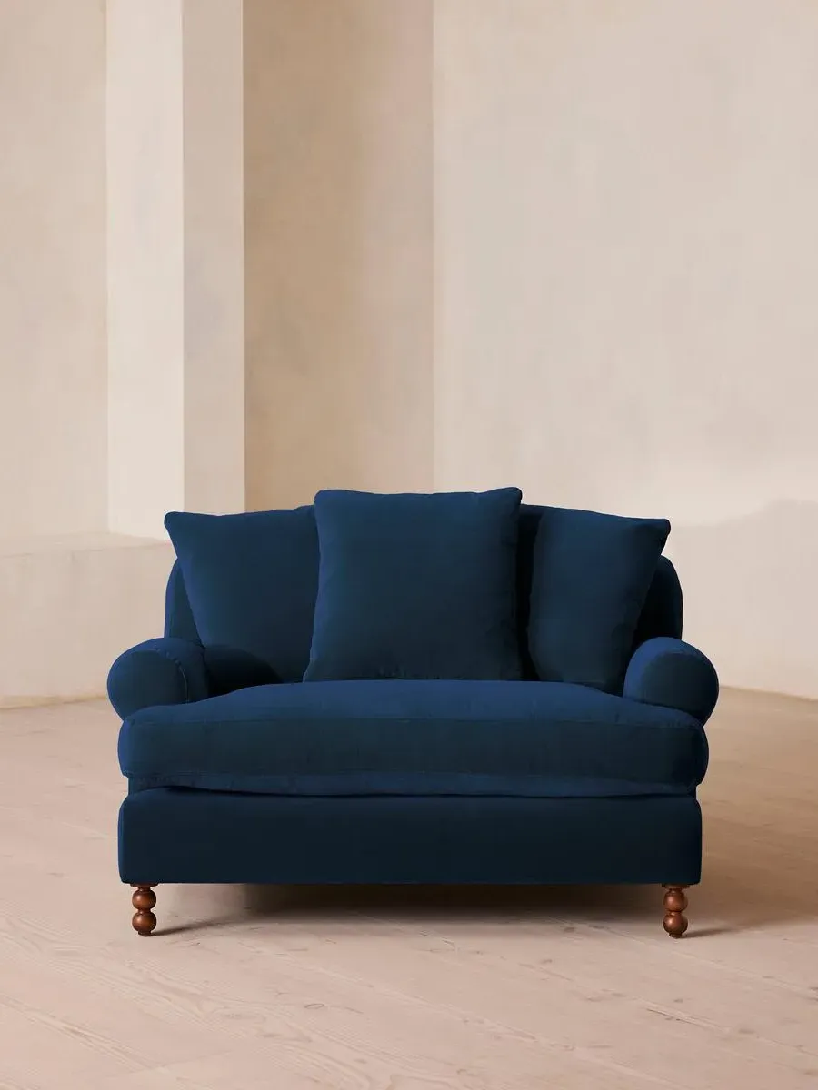 2-Seater Loveseat with Scroll Arms - Royal Blue, Velvet
