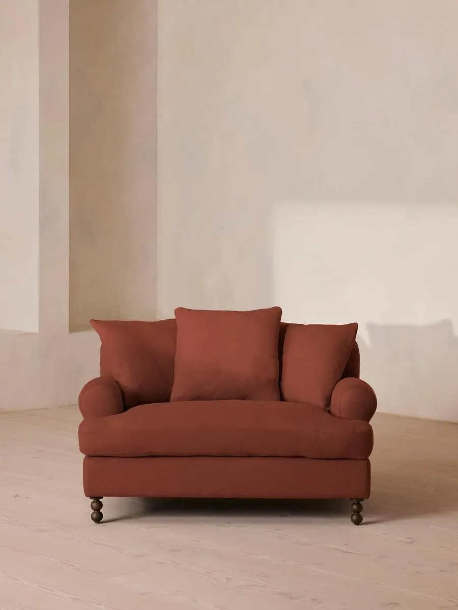 2-Seater Loveseat with Scroll Arms - Sienna, Linen