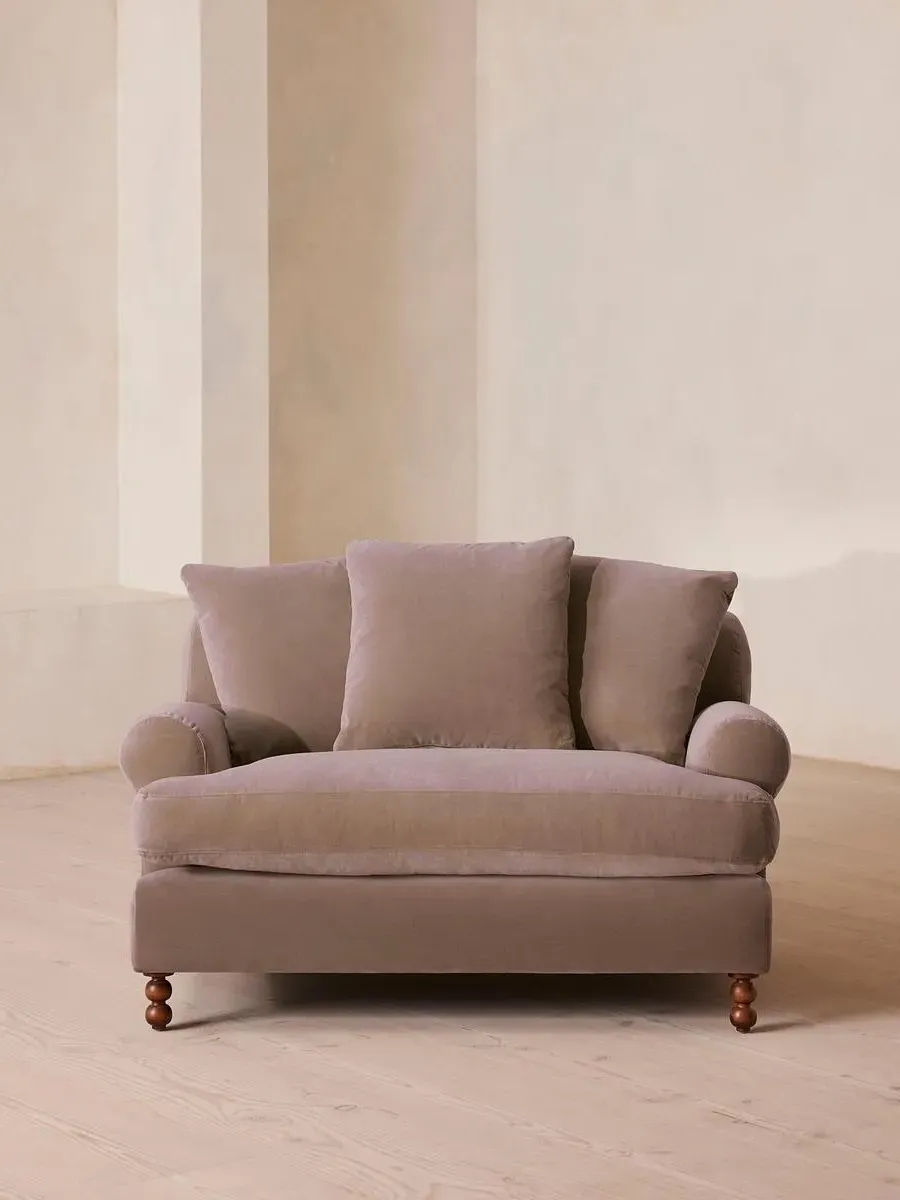 2-Seater Loveseat with Scroll Arms - Taupe, Velvet