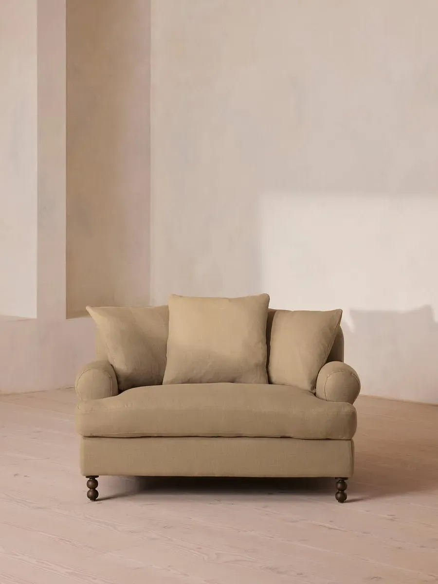 2-Seater Loveseat with Scroll Arms - Wheat, Linen