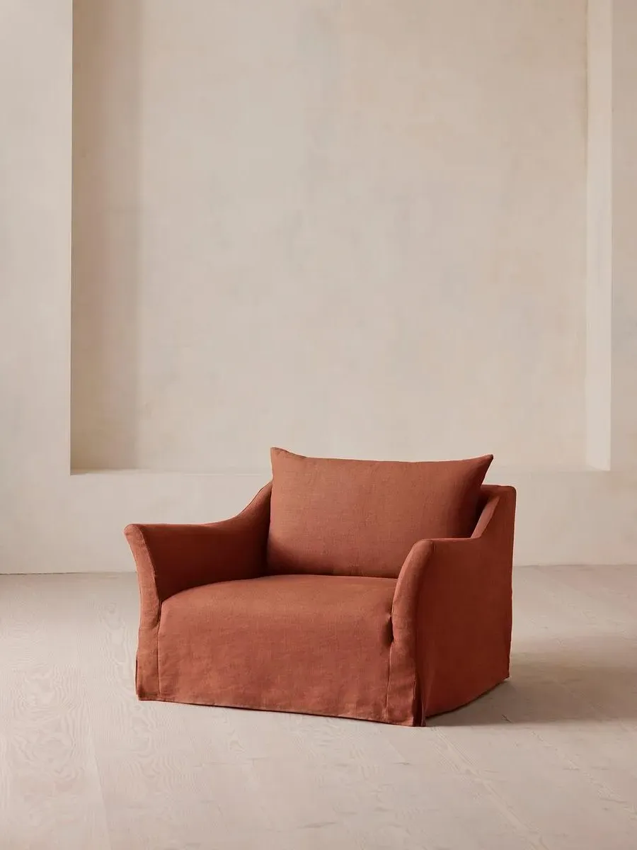 2-Seater Loveseat with Slip Cover - Antique Rose, Linen image