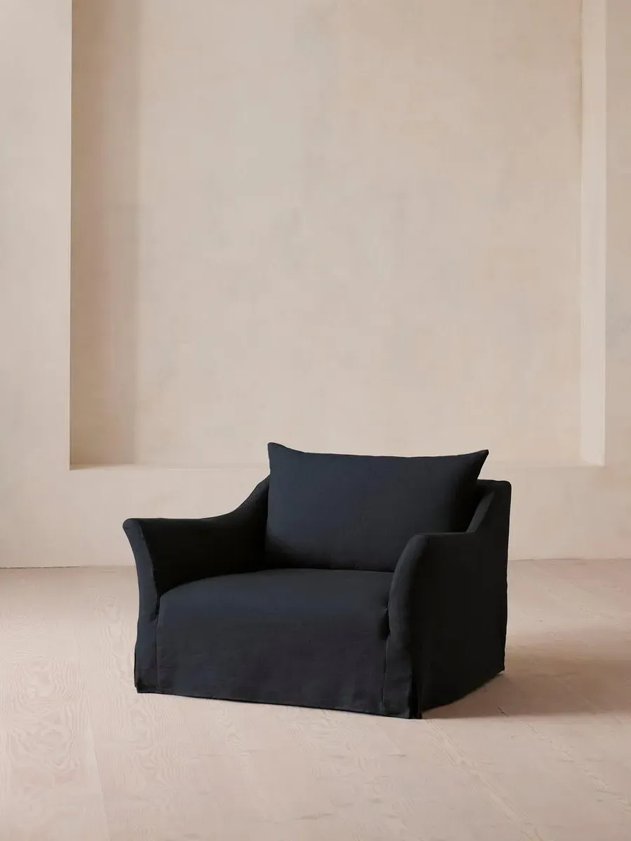 2-Seater Loveseat with Slip Cover - Indigo, Linen