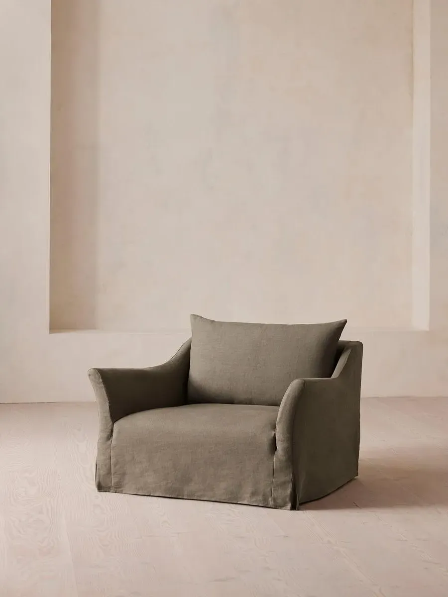 2-Seater Loveseat with Slip Cover - Mushroom, Linen
