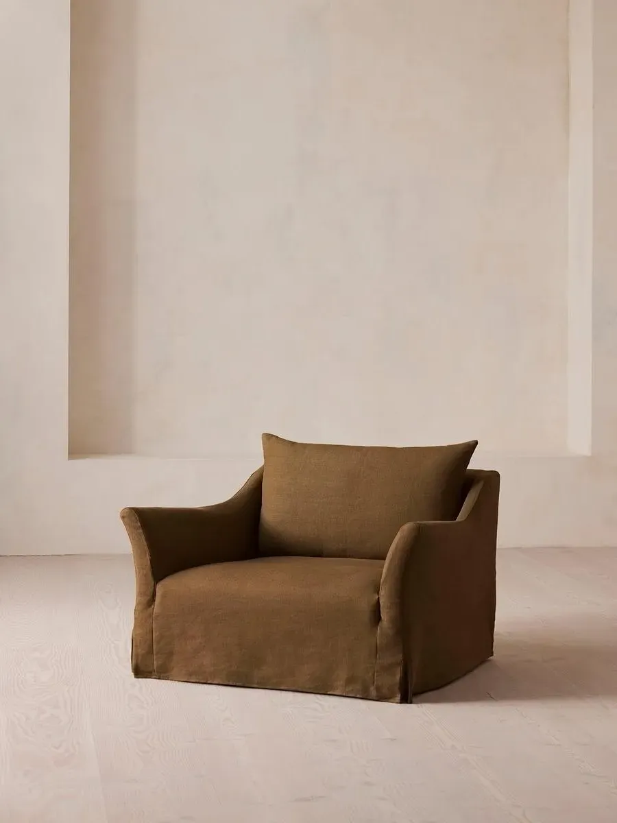 2-Seater Loveseat with Slip Cover - Ochre, Linen