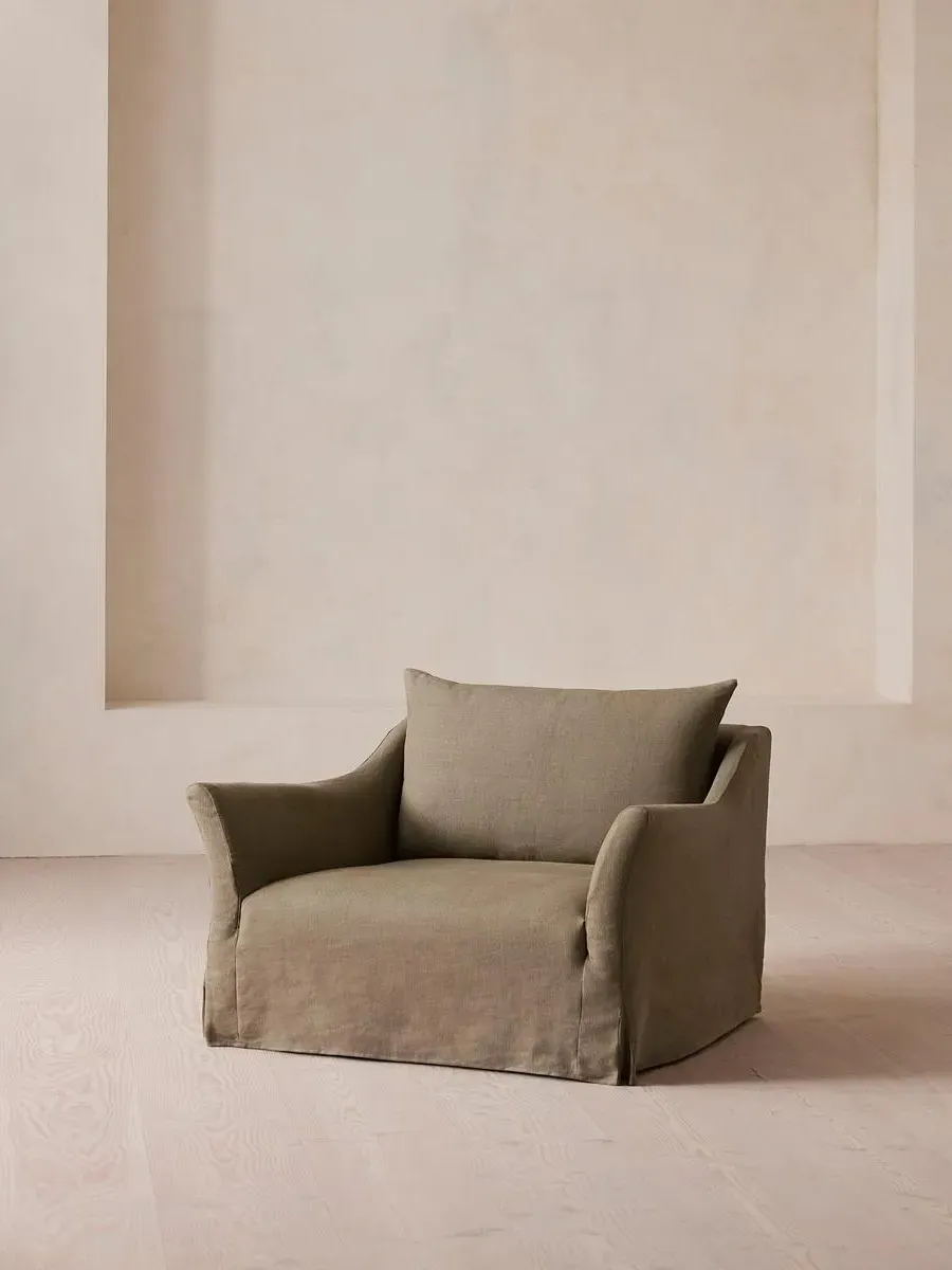 2-Seater Loveseat with Slip Cover - Sage, Linen