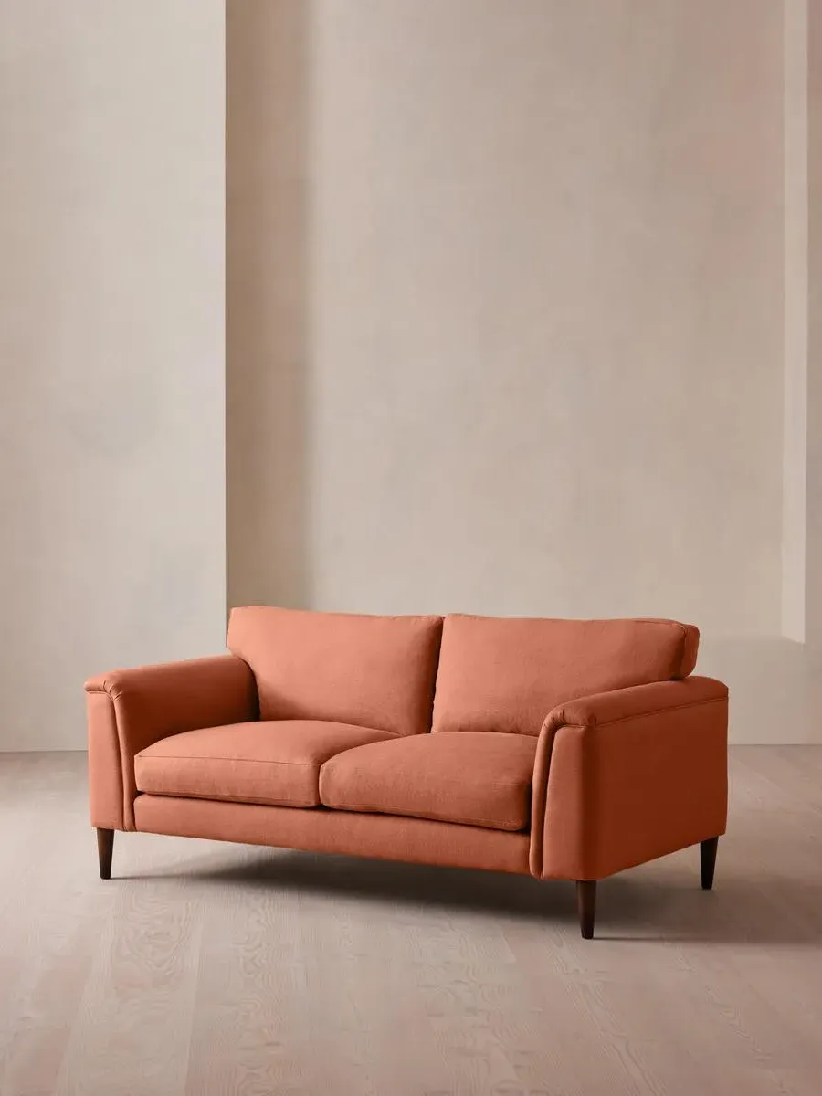 2-Seater Sofa with Curved Design - Antique Rose, Linen