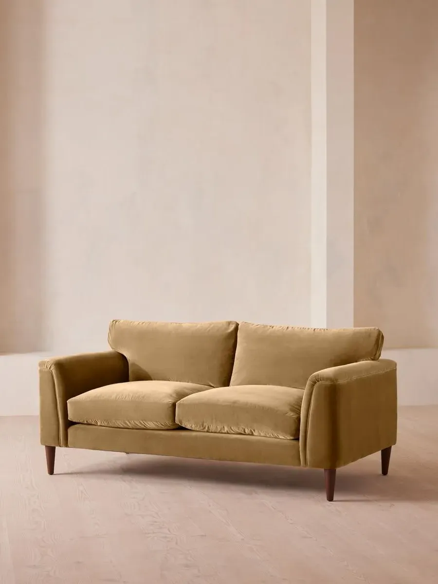 2-Seater Sofa with Curved Design - Camel, Velvet image