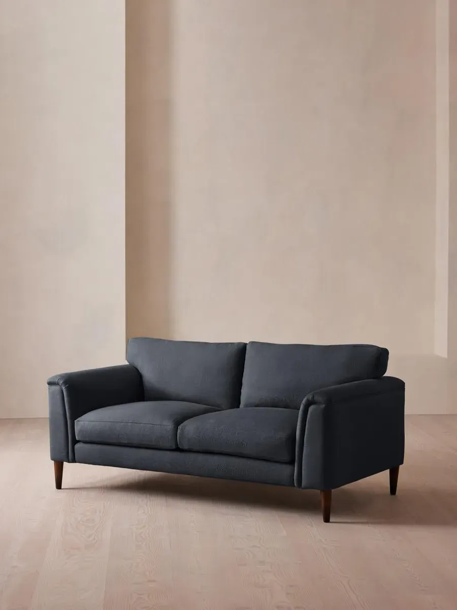 2-Seater Sofa with Curved Design - Indigo, Linen