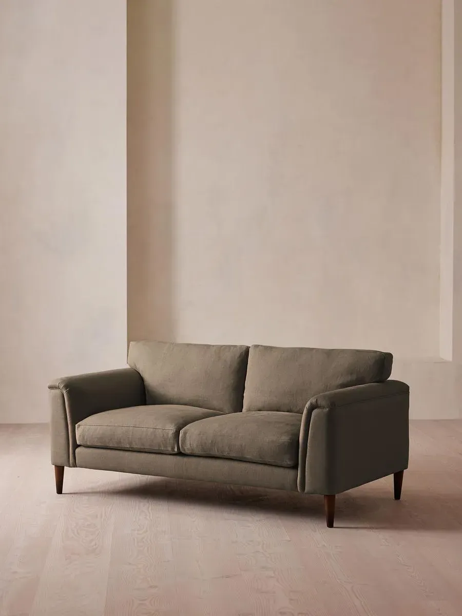 2-Seater Sofa with Curved Design - Mushroom, Linen