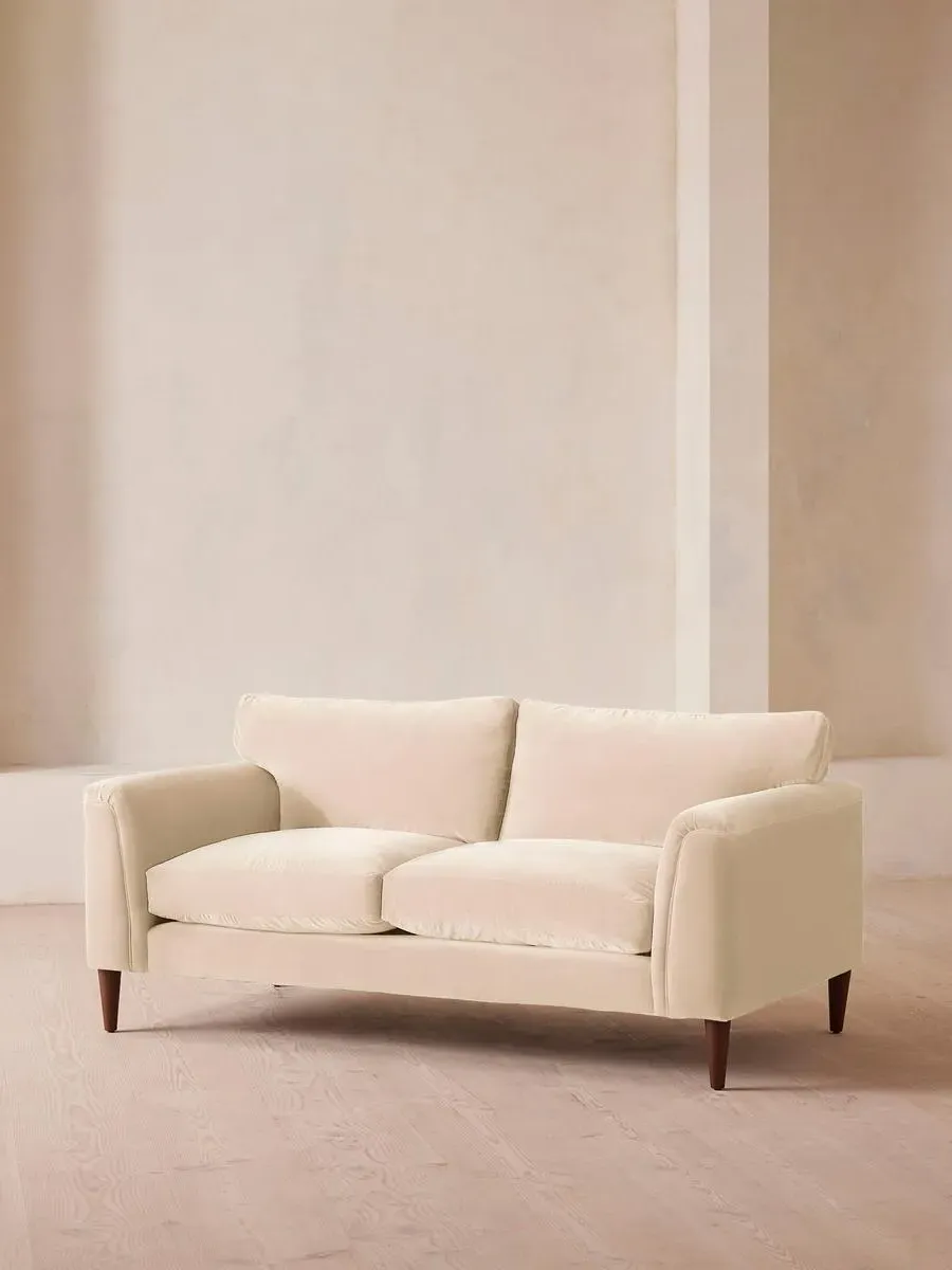 2-Seater Sofa with Curved Design - Porcelain, Velvet