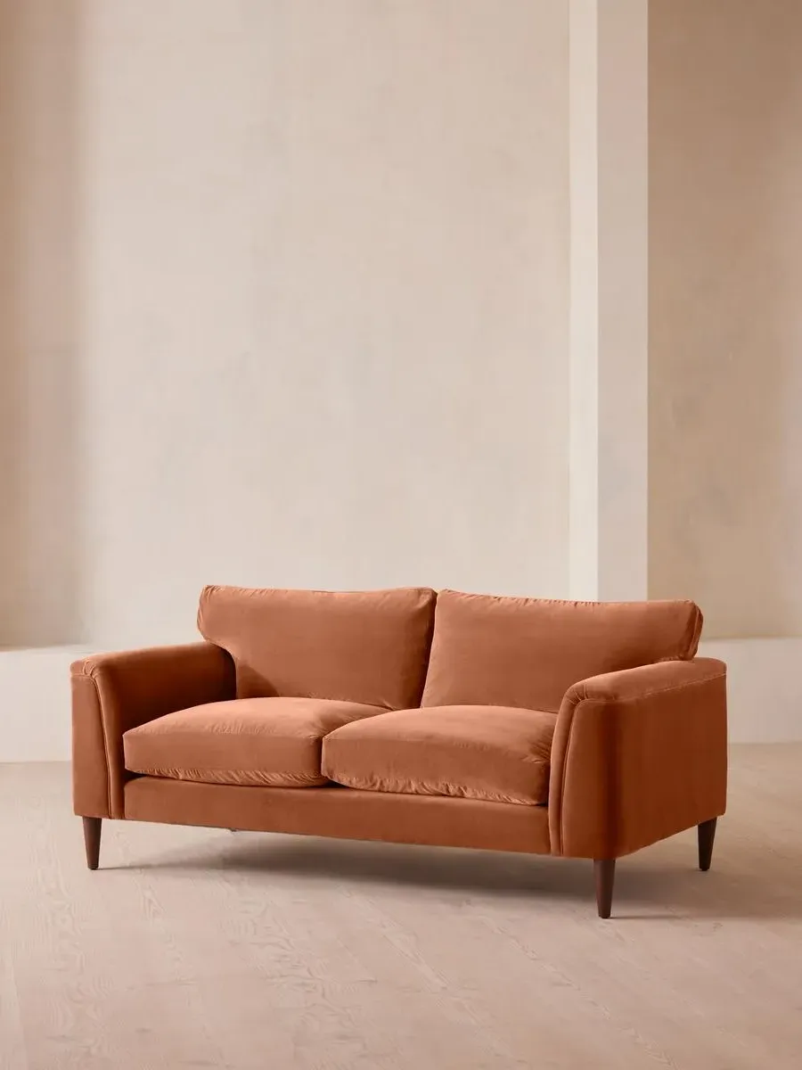 2-Seater Sofa with Curved Design - Rose, Velvet
