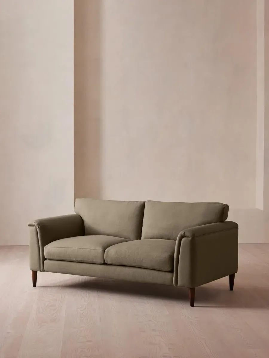 2-Seater Sofa with Curved Design - Sage, Linen
