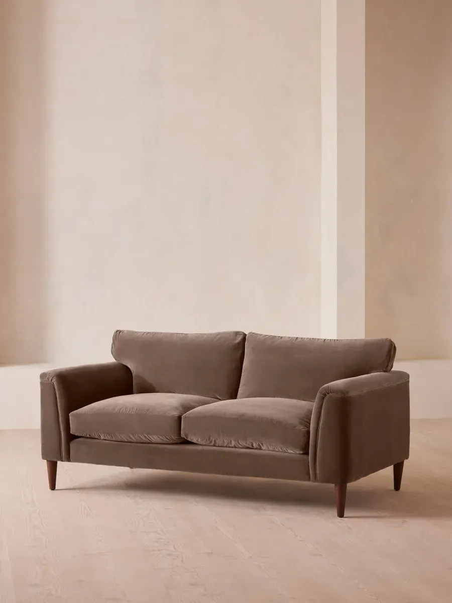 2-Seater Sofa with Curved Design - Taupe, Velvet