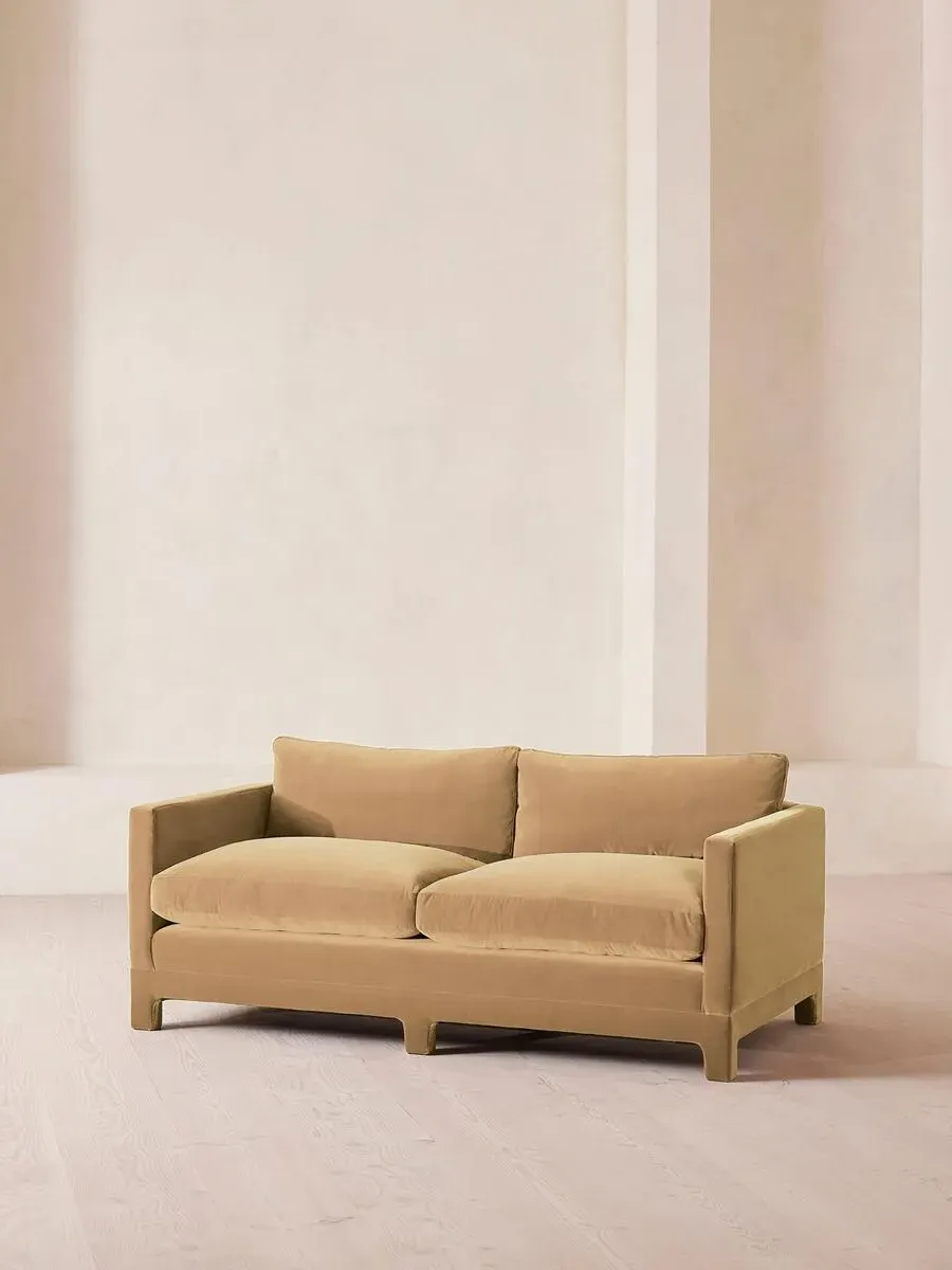 2-Seater Sofa with Deep Seat - Camel, Velvet