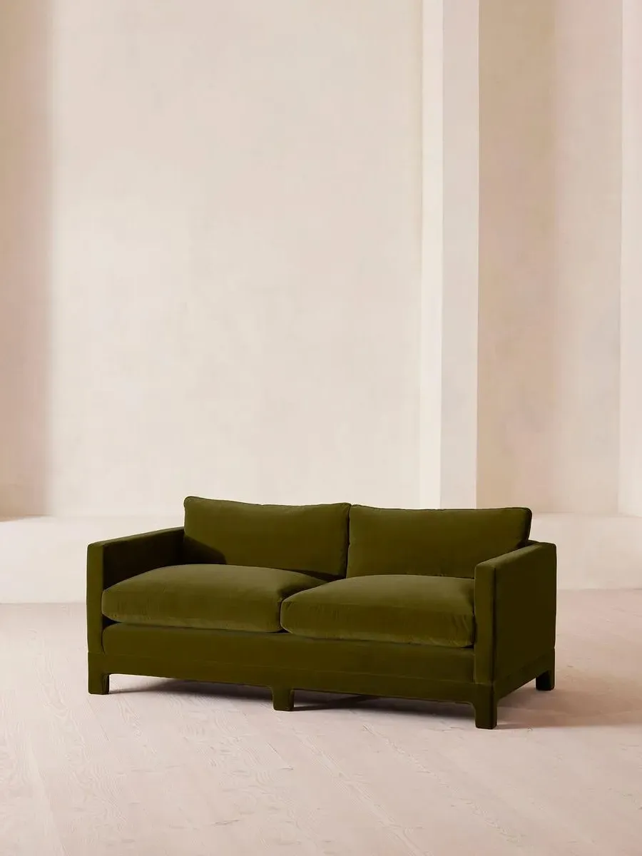 2-Seater Sofa with Deep Seat - Olive, Velvet
