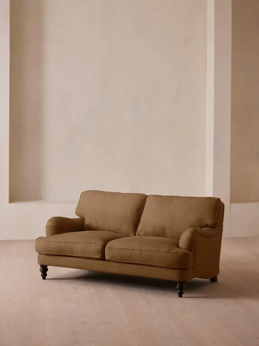 2-Seater Sofa with Roll Arms - Ochre, Linen