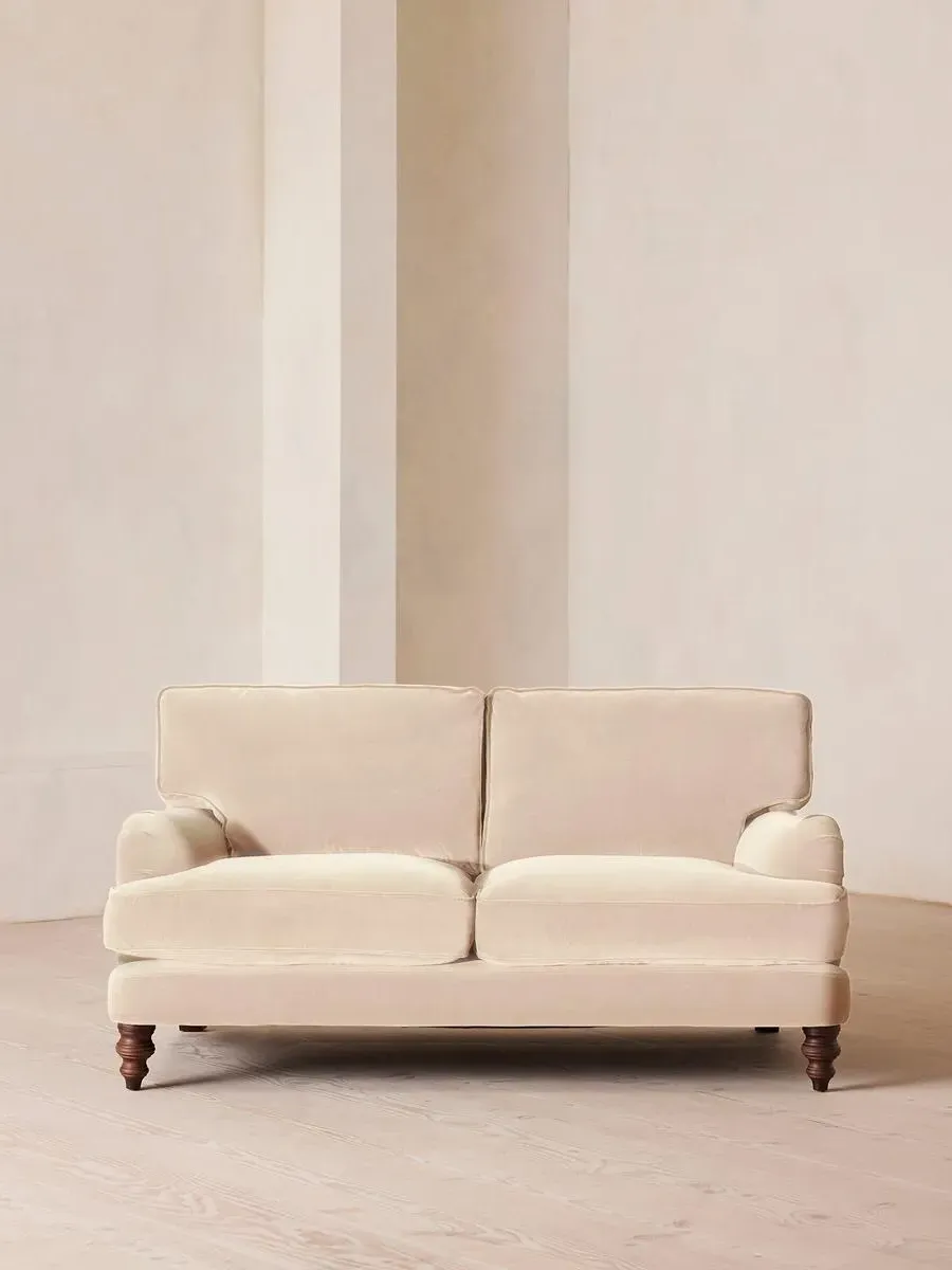 2-Seater Sofa with Roll Arms - Porcelain, Velvet