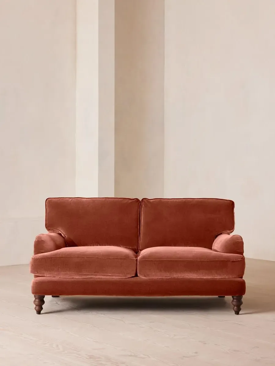 2-Seater Sofa with Roll Arms - Rust, Velvet