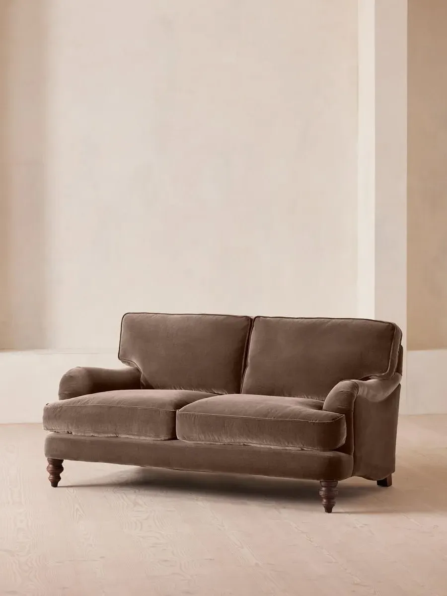 2-Seater Sofa with Roll Arms - Taupe, Velvet
