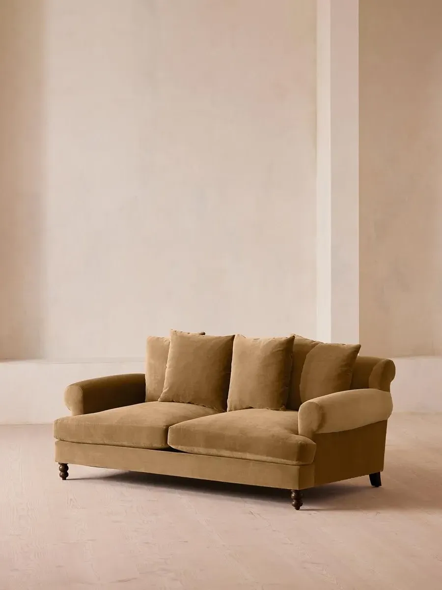 2-Seater Sofa with Scroll Arms - Camel, Velvet image