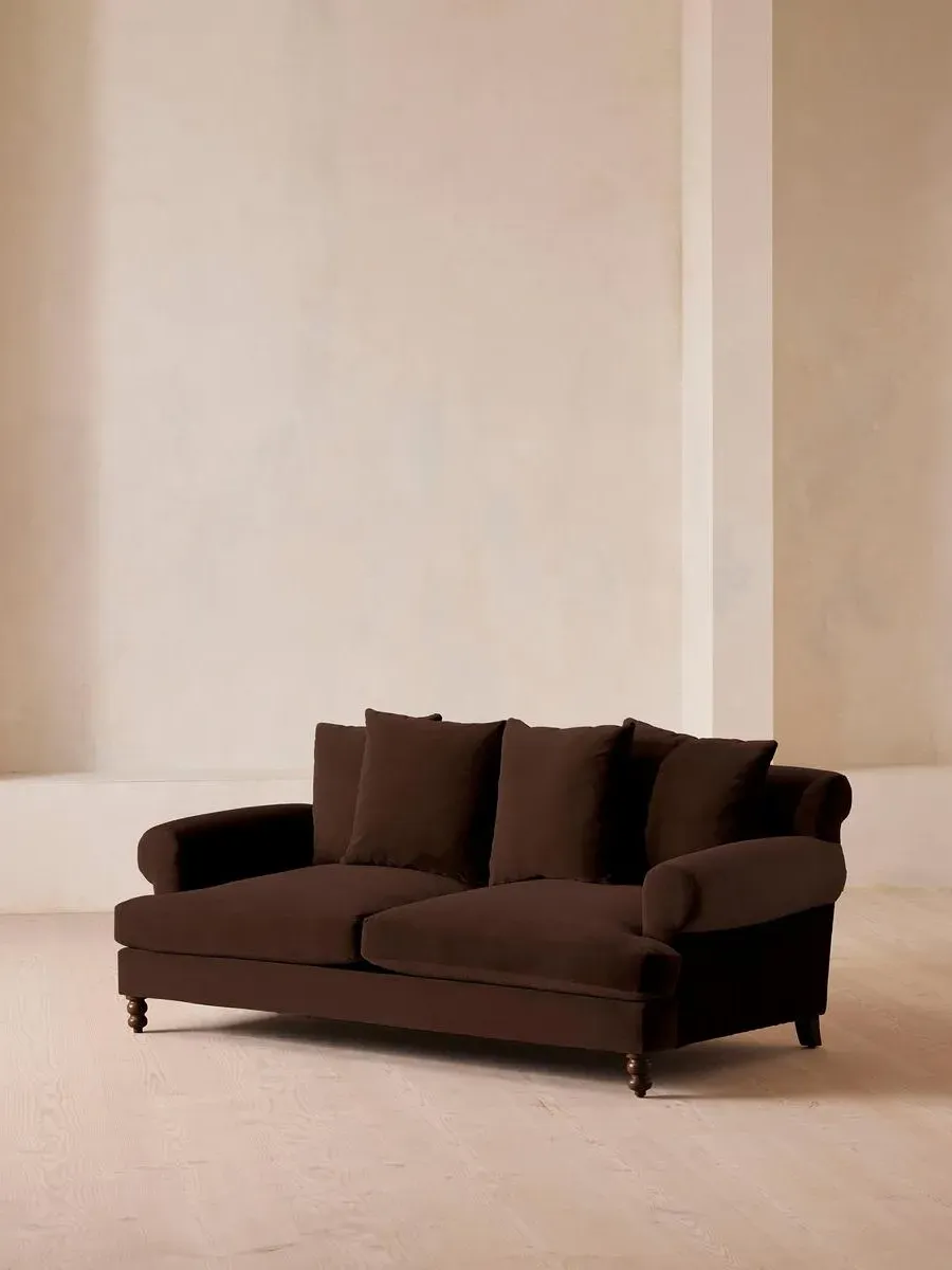 2-Seater Sofa with Scroll Arms - Chocolate, Velvet