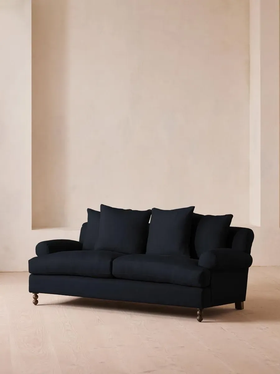 2-Seater Sofa with Scroll Arms - Indigo, Linen