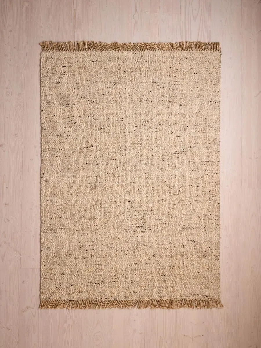200x300cm Rug Hand-Woven - Natural, Wool Jute image