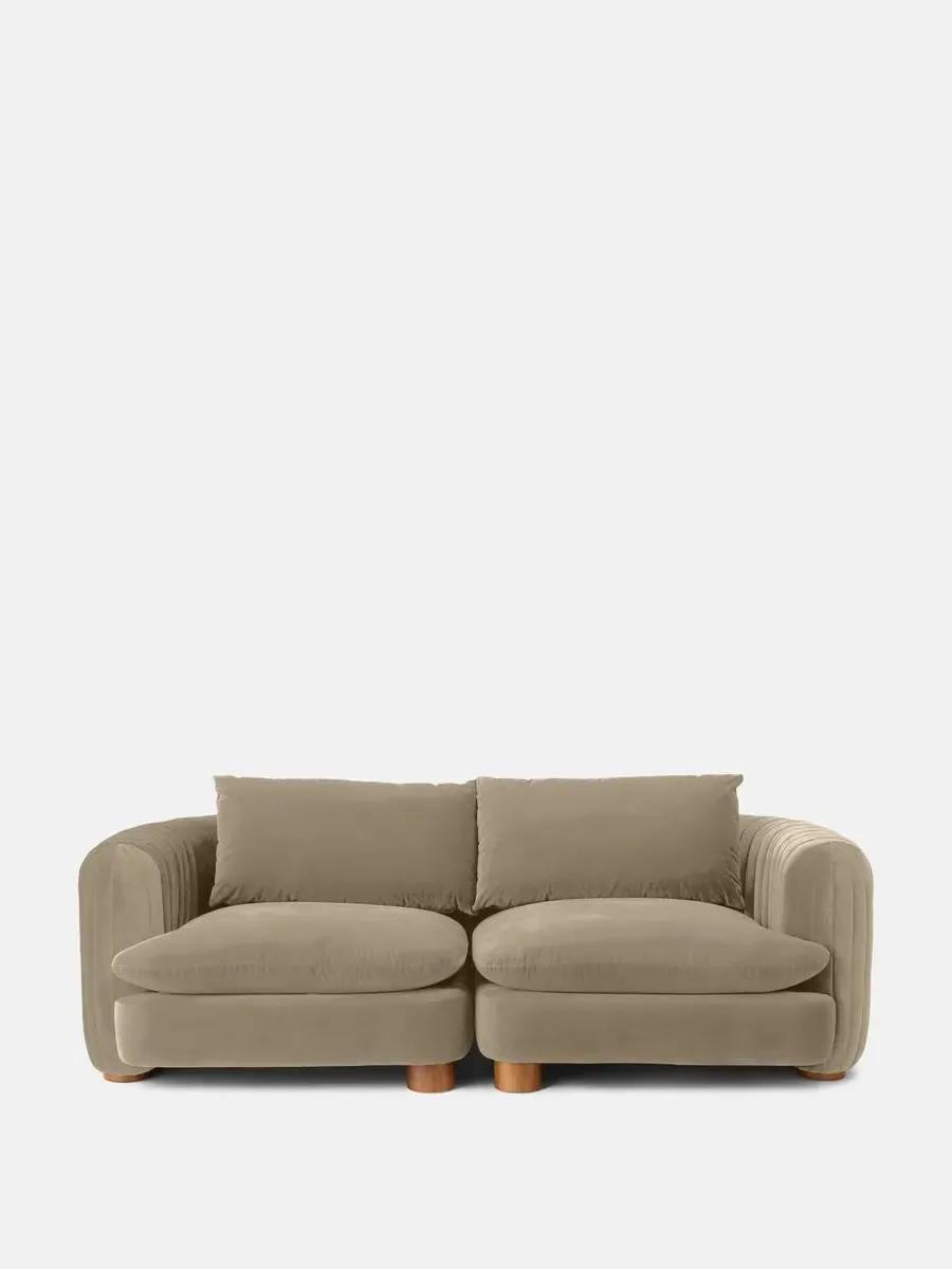 3-Seater Modular Sofa - Camel, Velvet