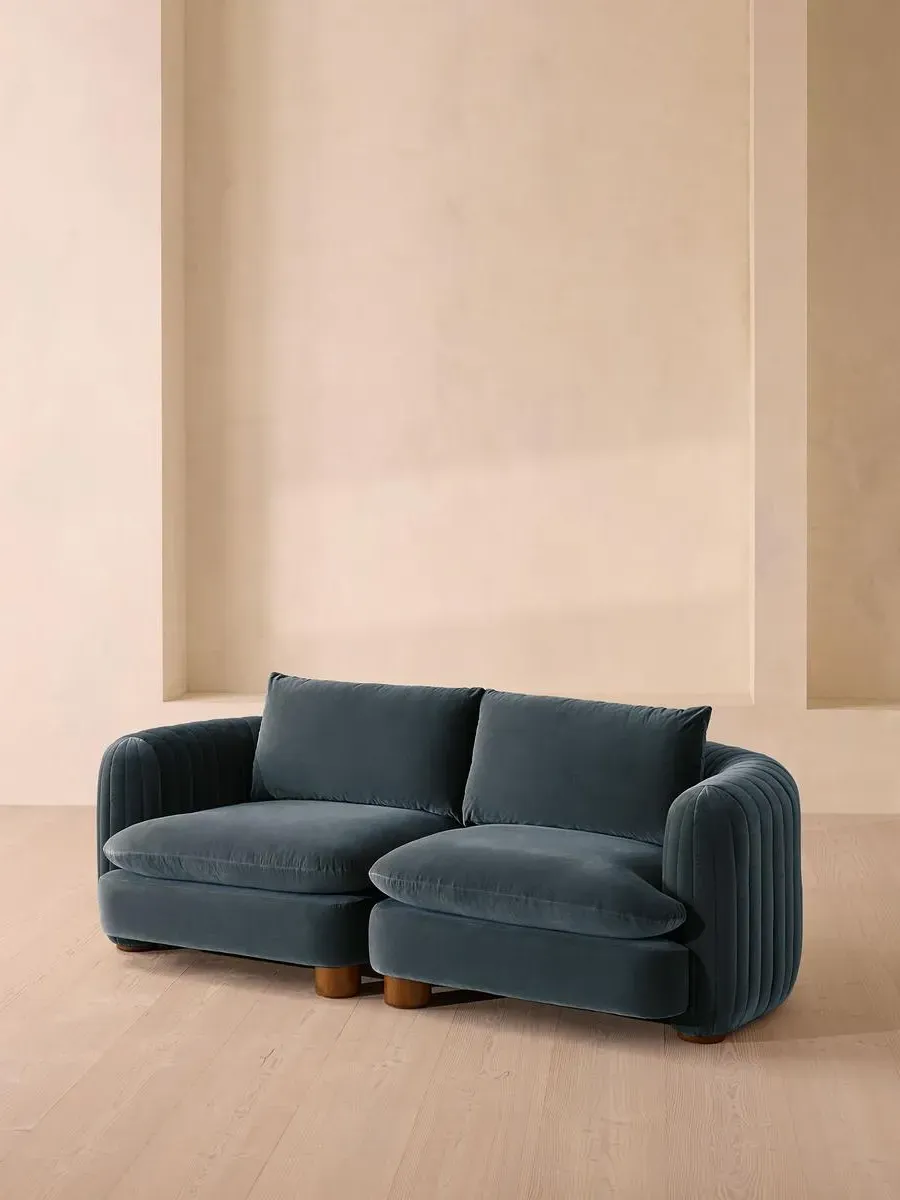 3-Seater Modular Sofa Deep Sit - Blue, Velvet image