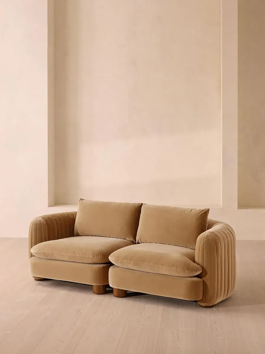 3-Seater Modular Sofa Deep Sit - Camel, Velvet