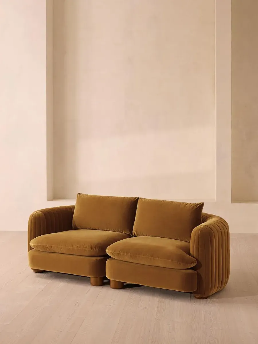 3-Seater Modular Sofa Deep Sit - Mustard, Velvet