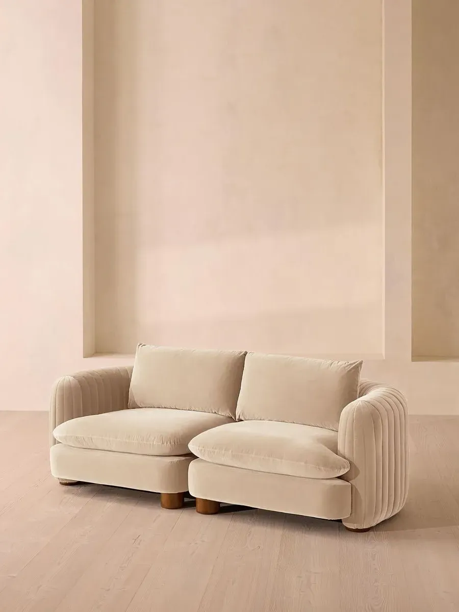3-Seater Modular Sofa Deep Sit - Porcelain, Velvet
