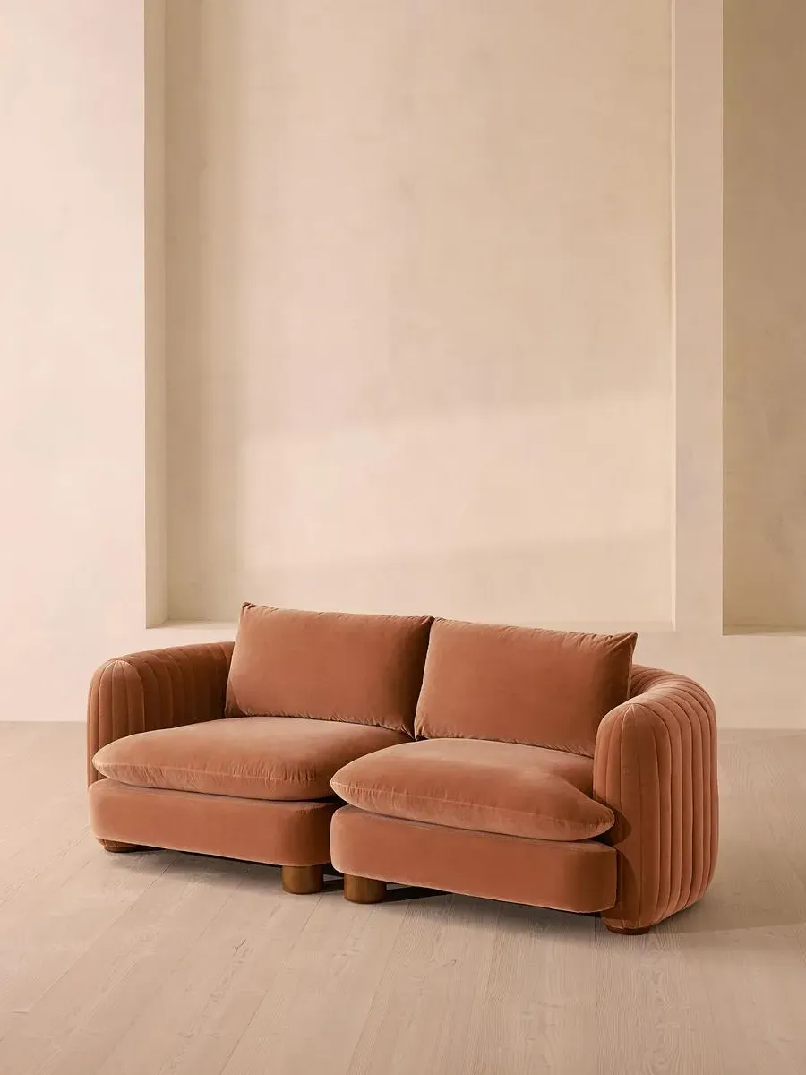 3-Seater Modular Sofa Deep Sit - Rose, Velvet