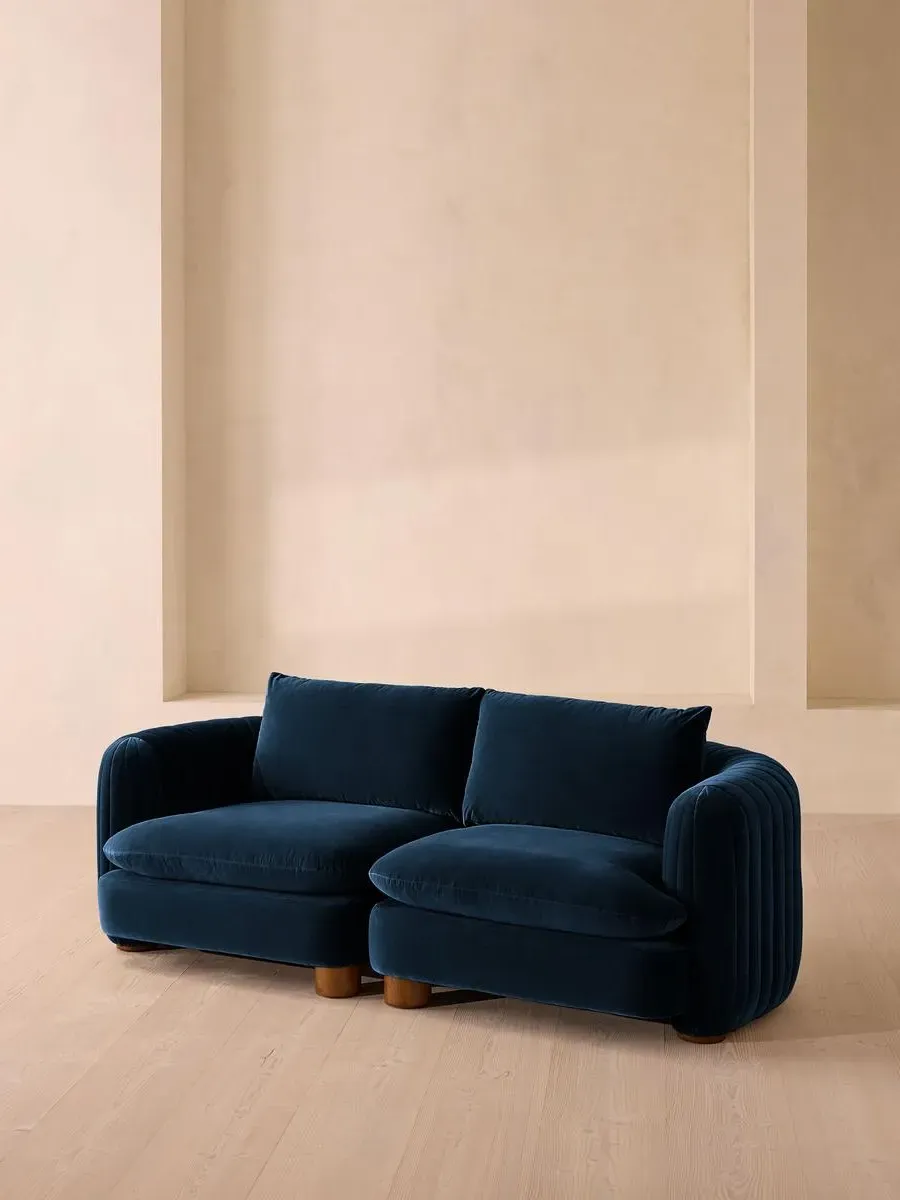 3-Seater Modular Sofa Deep Sit - Royal Blue, Velvet